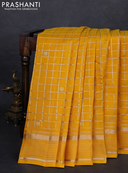 Yellow Kanchipuram Silk - Checks