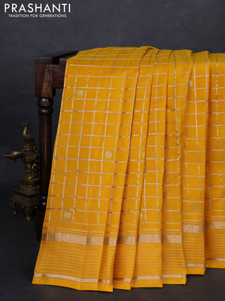 Yellow Kanchipuram Silk - Checks