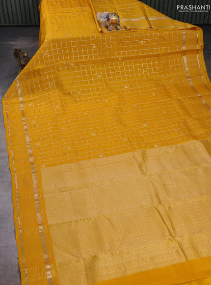 Yellow Kanchipuram Silk - Checks
