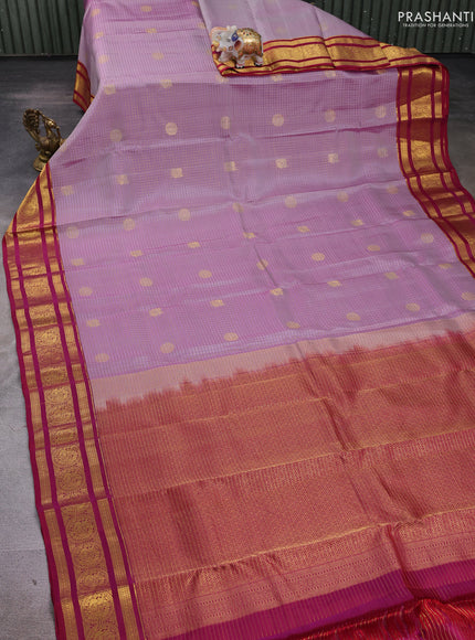 Pastel Pink & Maroon Kanchipuram Silk - Checks