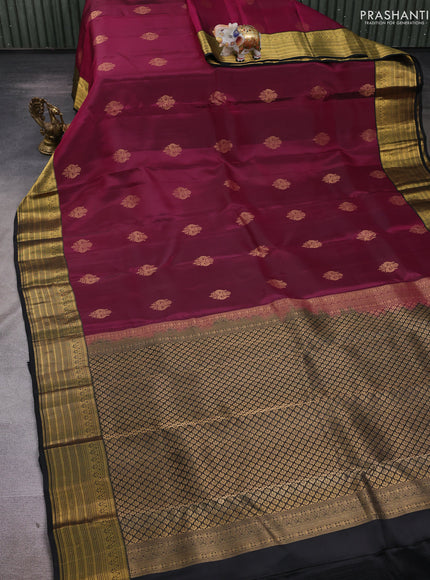 Wine & Black Kanchipuram Silk - Buttas