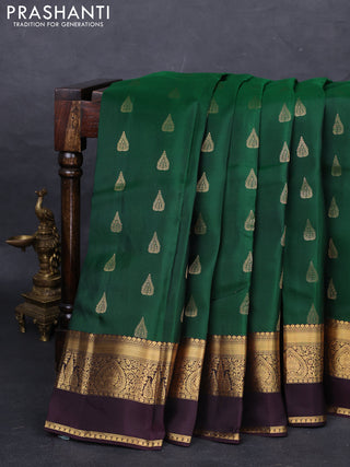 Green & Coffee Brown Kanchipuram Silk - Buttas