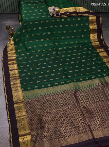 Green & Coffee Brown Kanchipuram Silk - Buttas