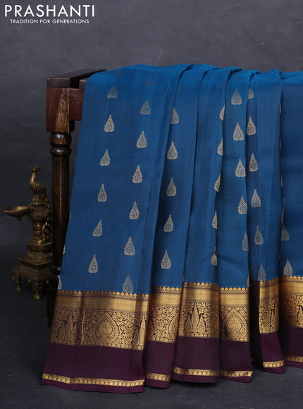 Peacock Green & Wine Shade Kanchipuram Silk - Buttas