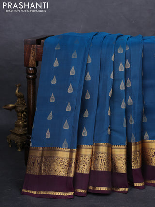 Peacock Green & Wine Shade Kanchipuram Silk - Buttas
