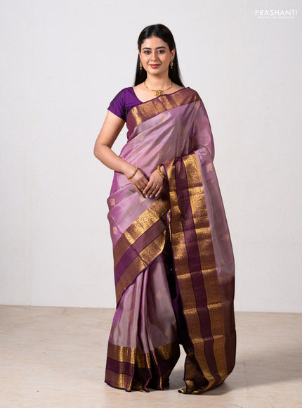 Pastel Purple & Purple Kanchipuram Silk - Buttas