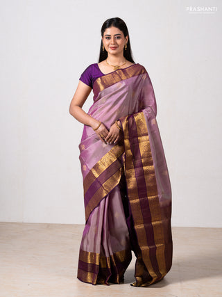 Pastel Purple & Purple Kanchipuram Silk - Buttas