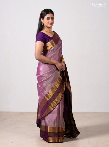 Pastel Purple & Purple Kanchipuram Silk - Buttas