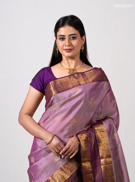 Pastel Purple & Purple Kanchipuram Silk - Buttas