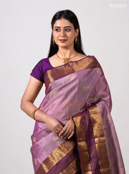 Pastel Purple & Purple Kanchipuram Silk - Buttas