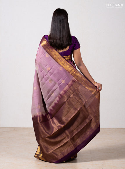 Pastel Purple & Purple Kanchipuram Silk - Buttas