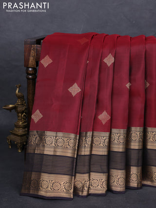 Maroon & Coffee Brown Kanchipuram Silk - Buttas