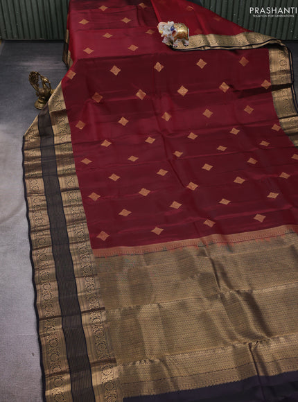 Maroon & Coffee Brown Kanchipuram Silk - Buttas