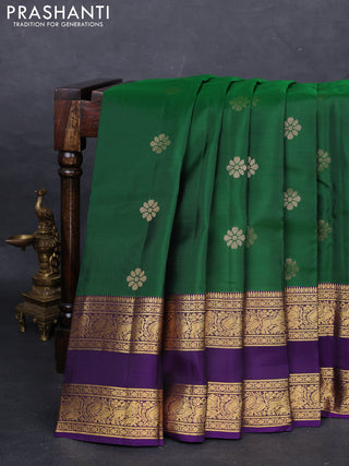 Green & Violet Kanchipuram Silk - Buttas