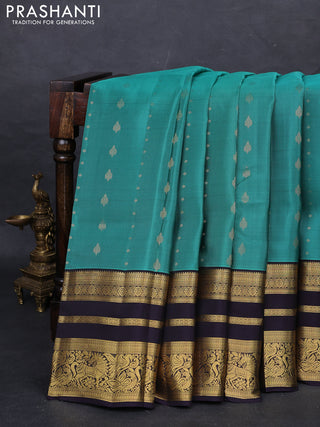 Green & Black Kanchipuram Silk - Buttas