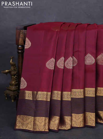 Wine & Coffee Brown Kanchipuram Silk - Buttas