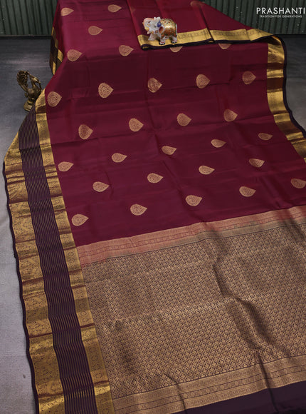 Wine & Coffee Brown Kanchipuram Silk - Buttas