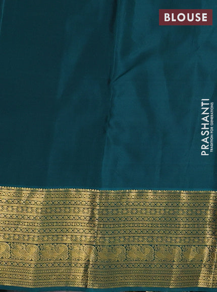 Violet & Peacock Green Kanchipuram Silk - Buttas