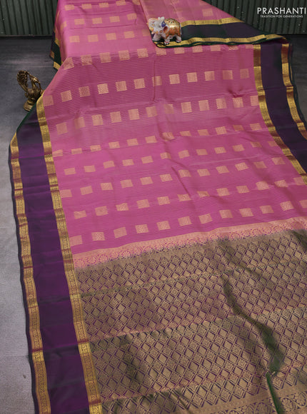 Pink & Green Kanchipuram Silk - Weaves