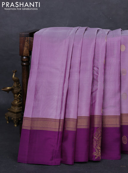 Pastel Purple & Purple Kanchipuram Silk - Buttas