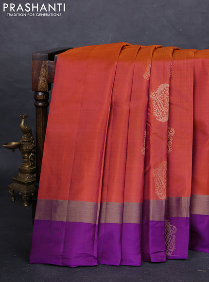 Rust & Purple Kanchipuram Silk - Buttas