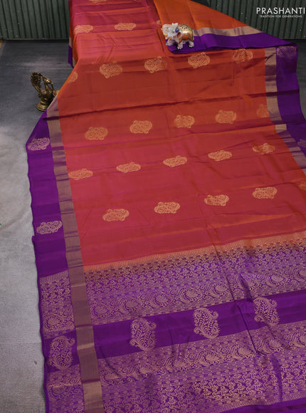 Rust & Purple Kanchipuram Silk - Buttas