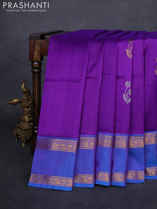 Violet & Blue Pure Uppada Silk - Buttas