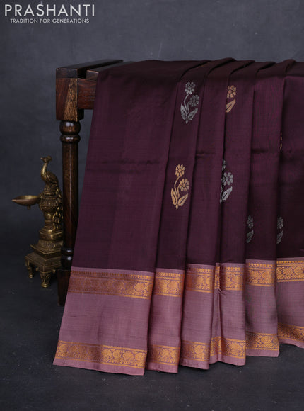 Wine & Rosy Brown Pure Uppada Silk - Buttas