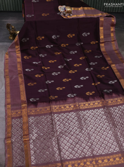 Wine & Rosy Brown Pure Uppada Silk - Buttas