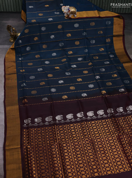 Peacock Green & Wine Pure Uppada Silk - Weaves