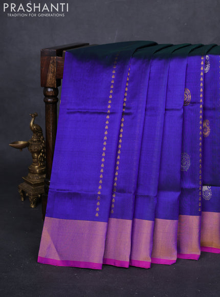 Blue & Pink Pure Uppada Silk - Weaves
