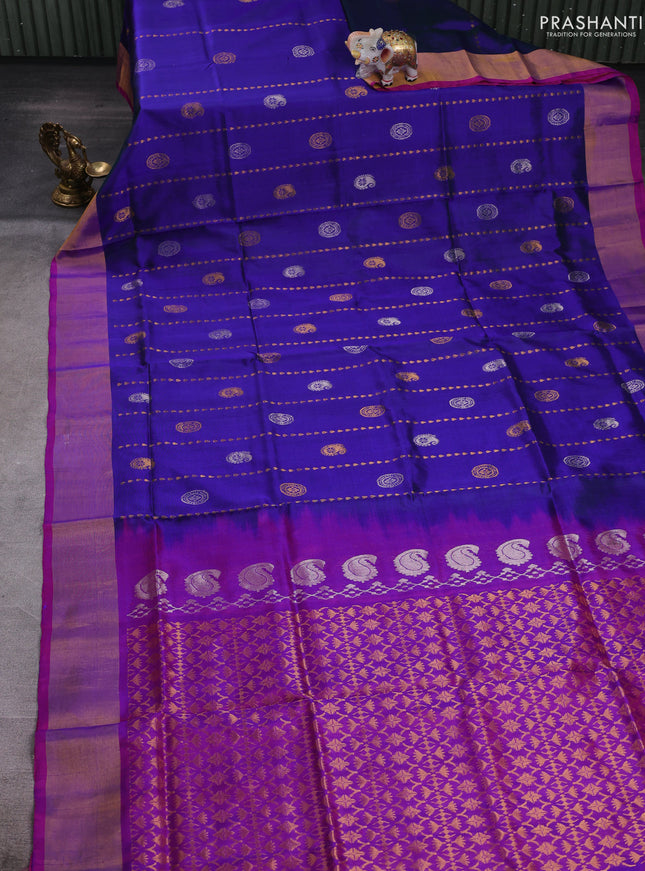 Blue & Pink Pure Uppada Silk - Weaves