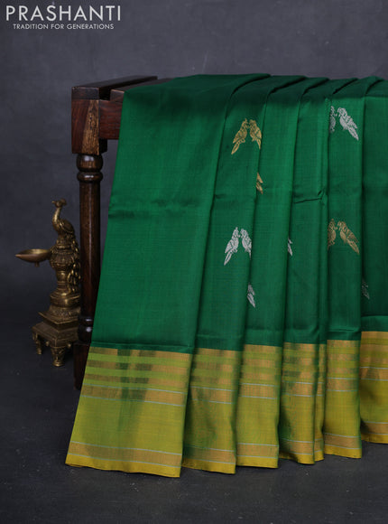 Green & Mustard Green Pure Uppada Silk - Buttas