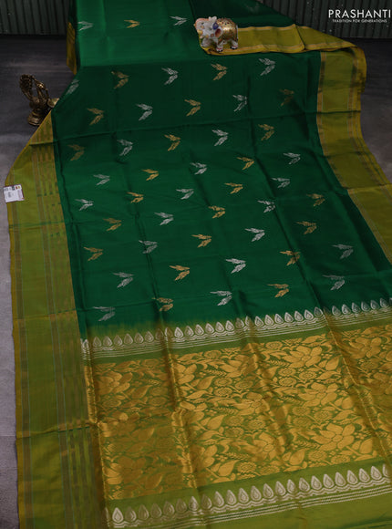 Green & Mustard Green Pure Uppada Silk - Buttas