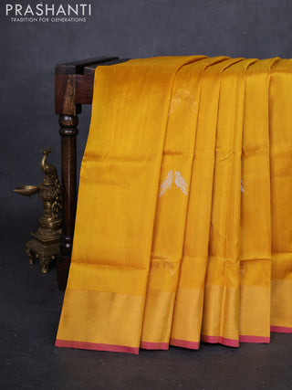Yellow & Magenta Pink Pure Uppada Silk - Buttas