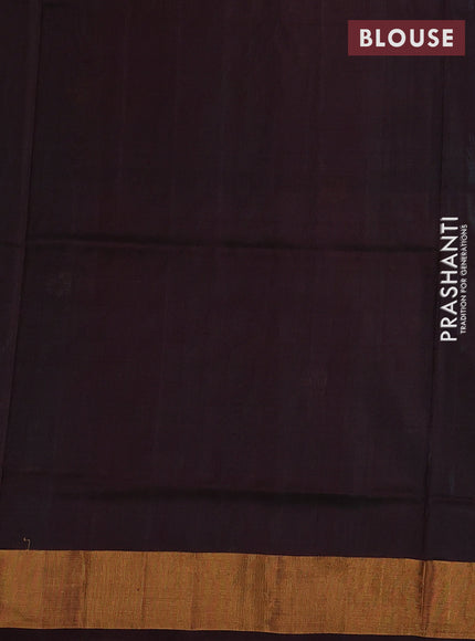 Teal Green & Coffee Brown Pure Uppada Silk - Buttas