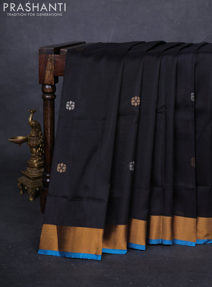 Black & Blue Pure Uppada Silk - Buttas