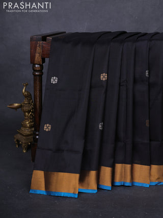 Black & Blue Pure Uppada Silk - Buttas