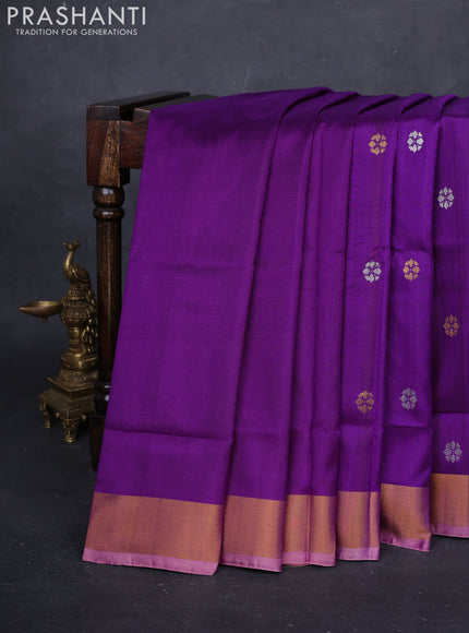 Purple & Peach Pure Uppada Silk - Buttas