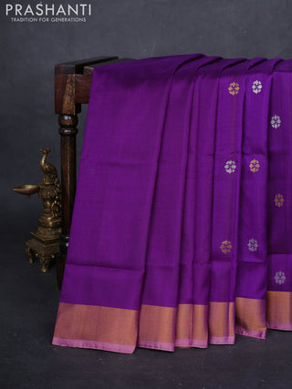 Purple & Peach Pure Uppada Silk - Buttas