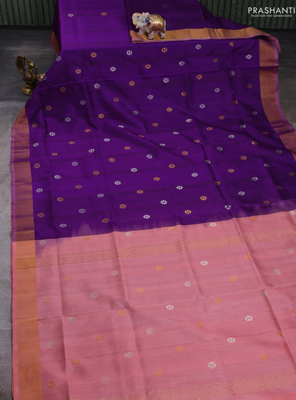 Purple & Peach Pure Uppada Silk - Buttas