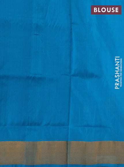Teal Blue Pure Uppada Silk - Buttas