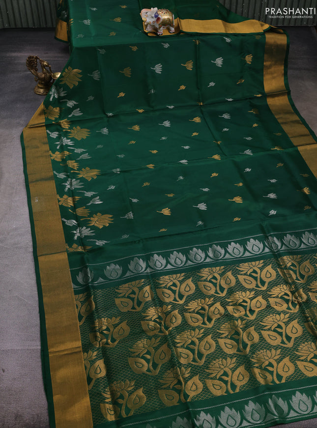 Green Pure Uppada Silk - Buttas