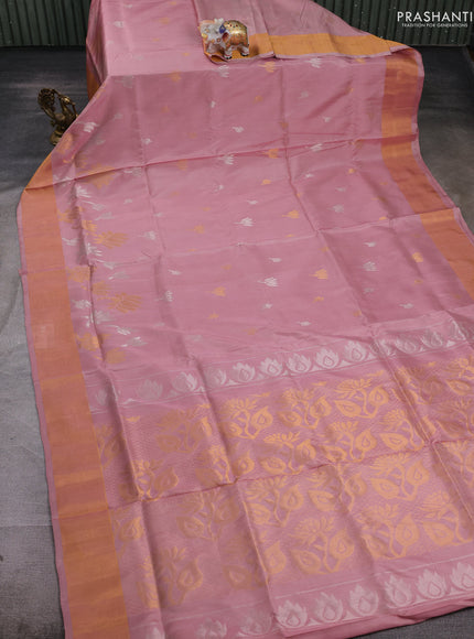 Pastel Peach Pure Uppada Silk - Buttas