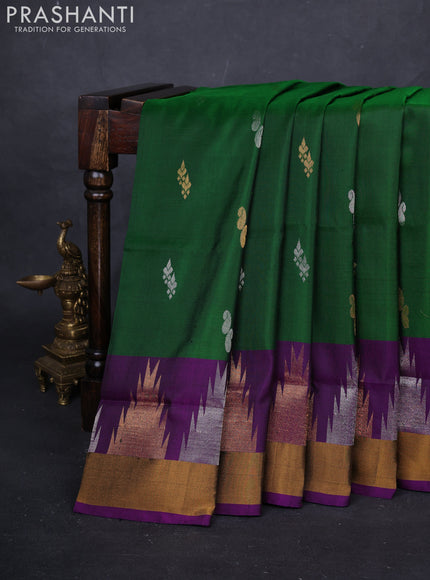 Green & Purple Pure Uppada Silk - Buttas