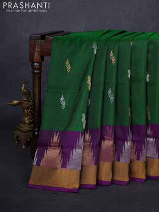 Green & Purple Pure Uppada Silk - Buttas
