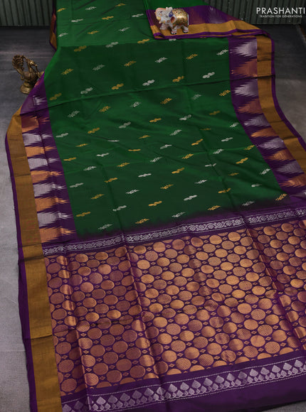 Green & Purple Pure Uppada Silk - Buttas
