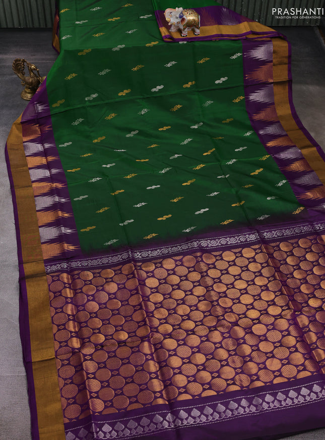 Green & Purple Pure Uppada Silk - Buttas