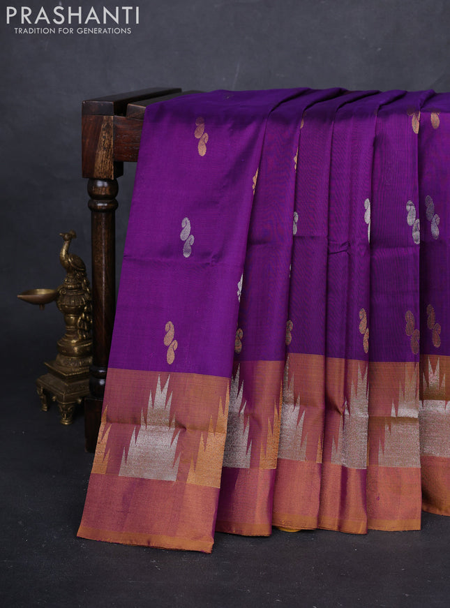 Purple & Mustard Pure Uppada Silk - Buttas