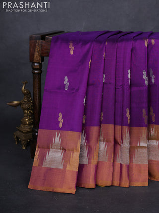 Purple & Mustard Pure Uppada Silk - Buttas